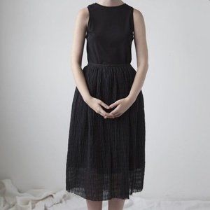 OVATE Yuli midi skirt black linen